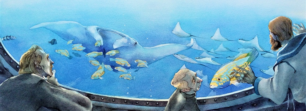 Blick aus dem Bullauge der Nautilus, gemalt von Doris Eisenburger