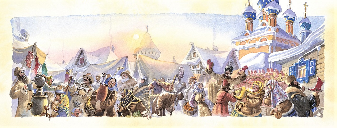 Winterlicher Jahrmarkt in Mausopol, gemalt von Doris Eisenburger