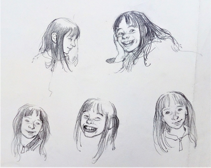 Mädchenskizze, gezeichnet von Doris Eisenburger