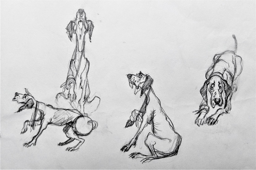 Skizzen vom Hund, gezeichnet von Doris Eisenburger