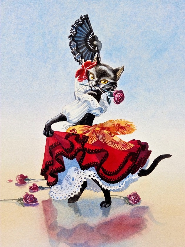 Carmen tanzt Flamenco, gemalt von Doris Eisenburger