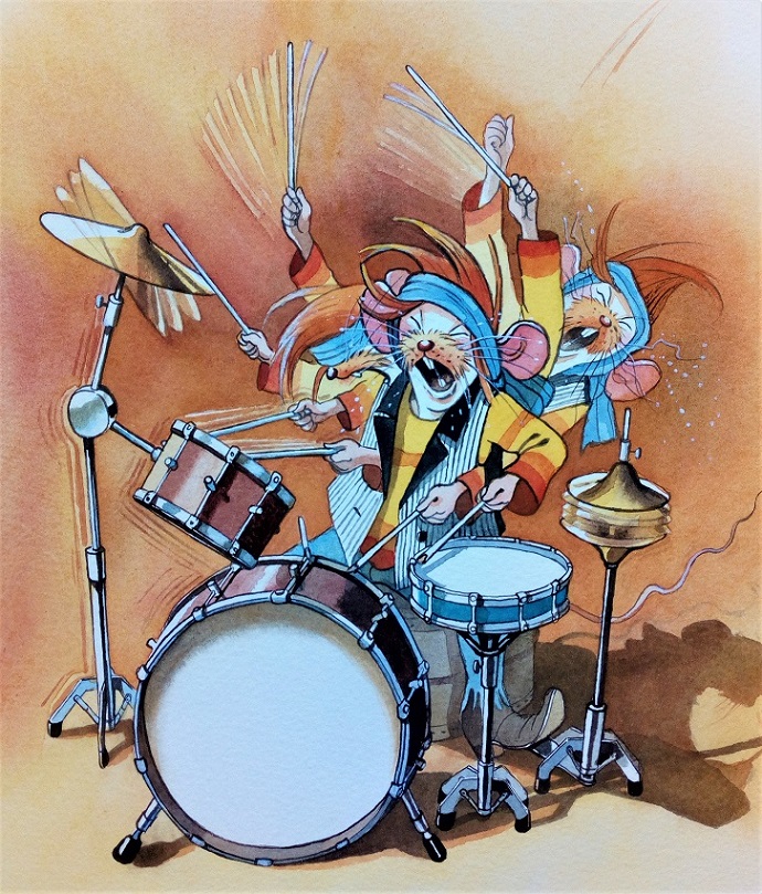Schlagzeuger Danny ist wütend, gemalt von Doris Eisenburger
