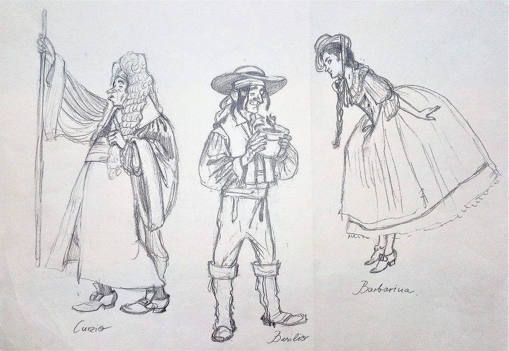 Figurenskizzen aus "Hochzeit des Figaro", gezeichnet von Doris Eisenburger