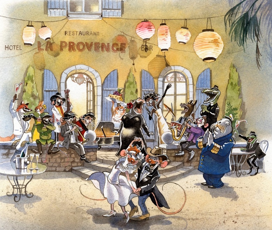 Hochzeitsfeier in der Provence, gemalt von Doris Eisenburger