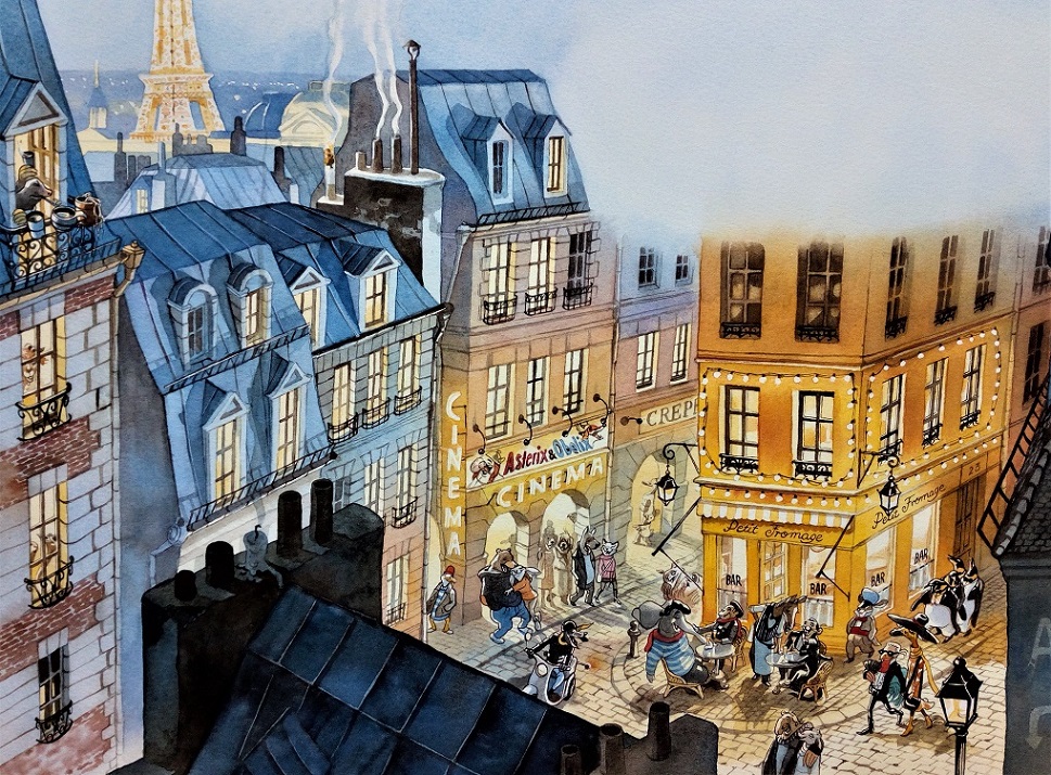 Café "Petit Fromage" in Paris, gemalt von Doris Eisenburger
