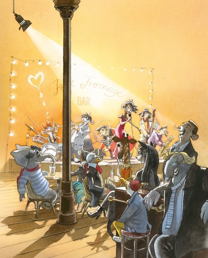 Die Pecorinos beim Auftritt im Café "Petit Fromage", gemalt von Doris Eisenburger