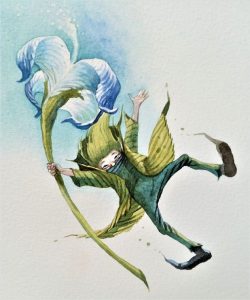 Der kleine Kobold Puck und die Zauberblume, gemalt von Doris Eisenburger