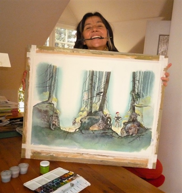 Doris Eisenburger zeigt Titelbildillustration von Peer Gynt, Foto von Kristin Machmer