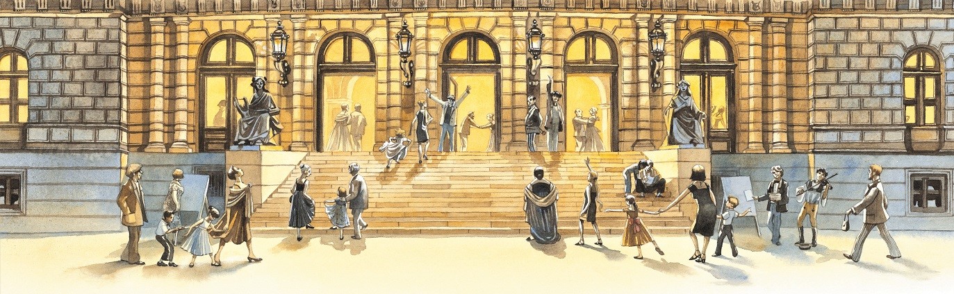 Das Konzerthaus in Prag, gemalt von Doris Eisenburger