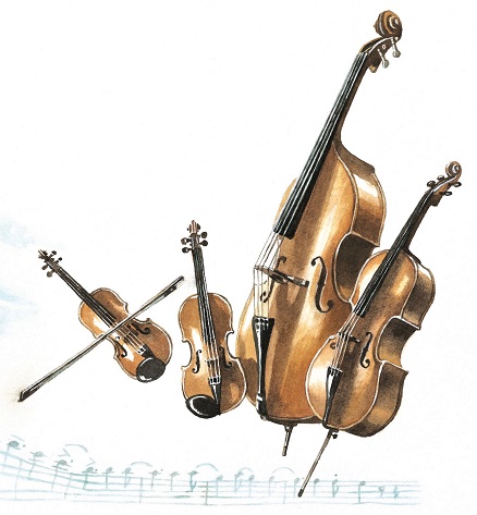 Streichinstrumente, gemalt von Doris Eisenburger