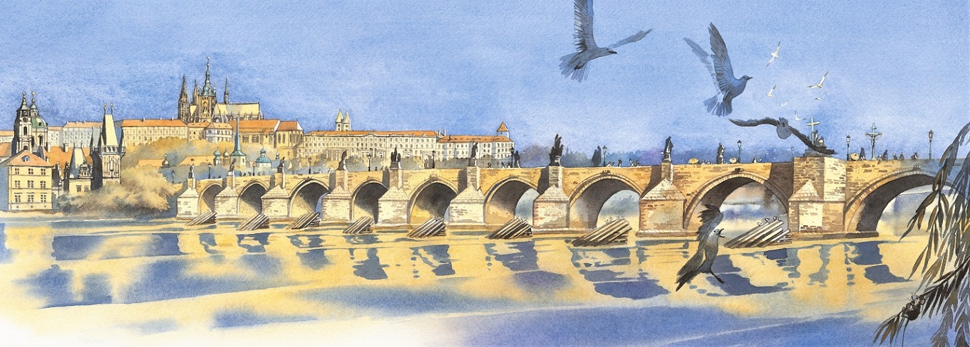 Die Karlsbrücke in Prag, gemalt von Doris Eisenburger