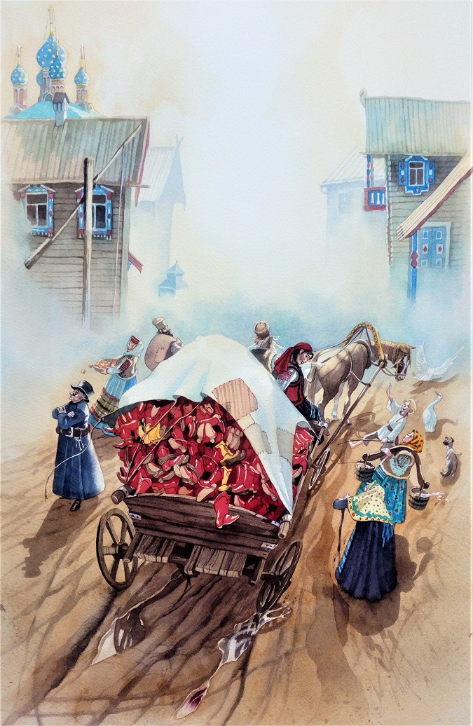 Ein Wagen voller Stiefel, gemalt von Doris Eisenburger