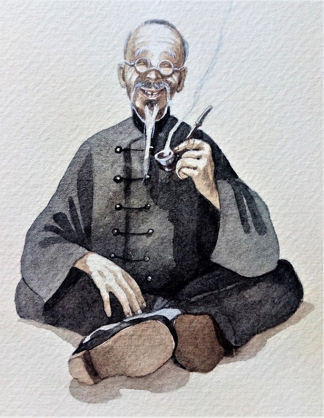 Der chinesische Großvater Ü, gemalt von Doris Eisenburger