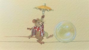 Kleine Maus mit Sonnenschirm, gemalt von Doris Eisenburger