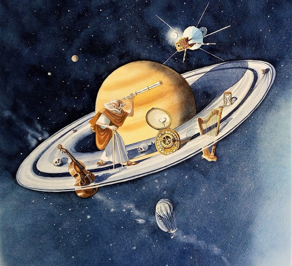 Saturn schaut in die Vergangenheit, gemalt von Doris Eisenburger