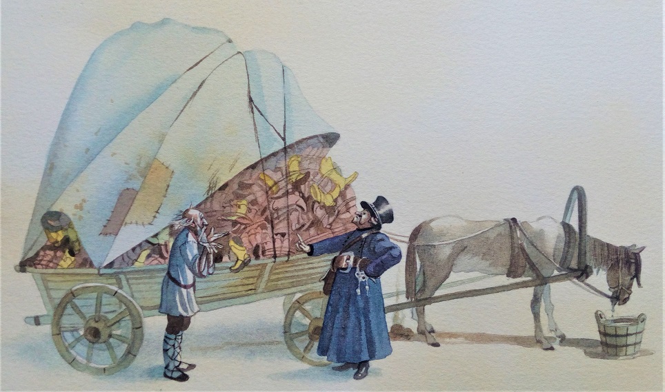 Ein Leiterwagen mit 1000 Stiefeln, gemalt von Doris Eisenburger