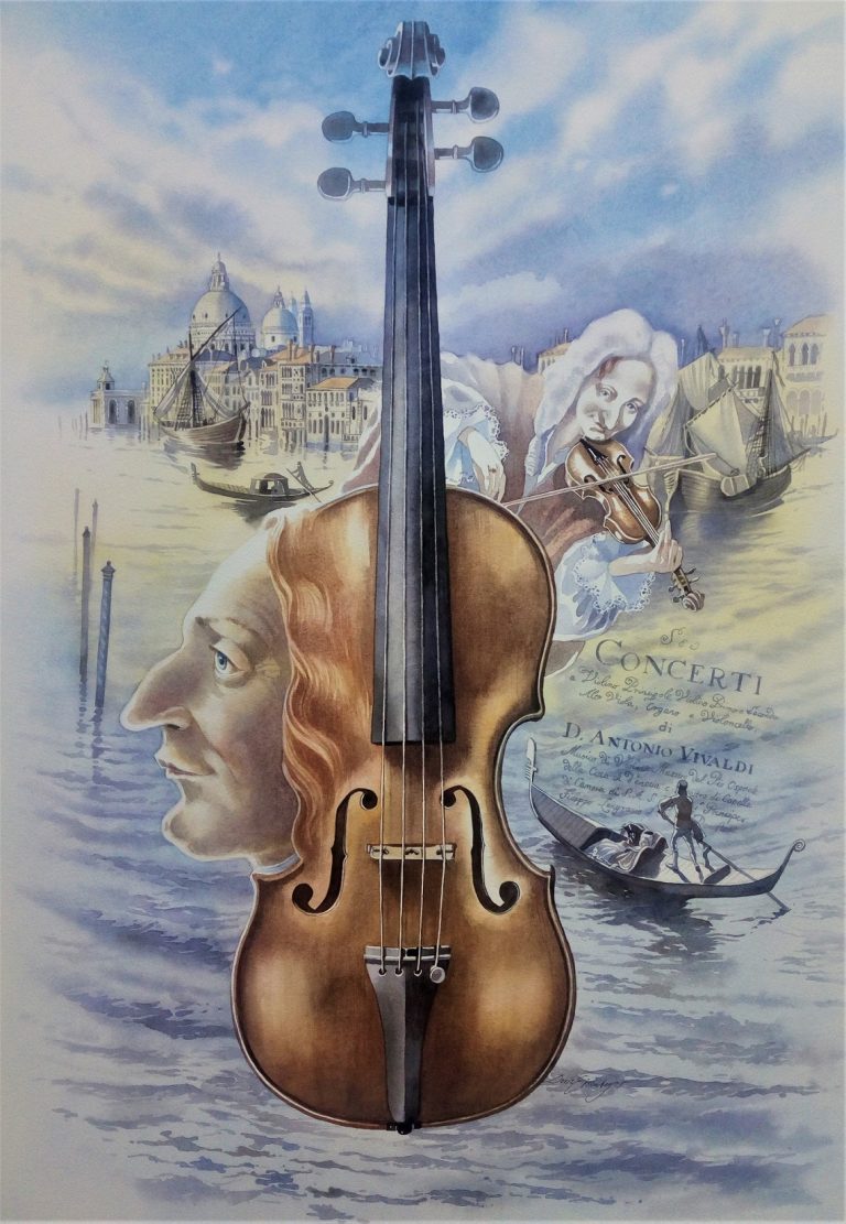 Porträt von Antonio Vivaldi, Aquarelle von Doris Eisenburger